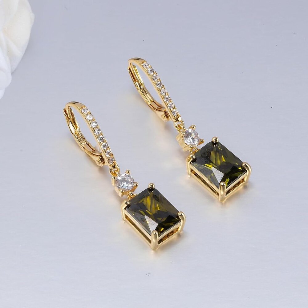 Rectangular-Cut Drop Dangle Earrings For Women Hy… - image 5